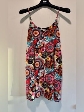 Peach Love California Navy Multicolor Floral Print Dress